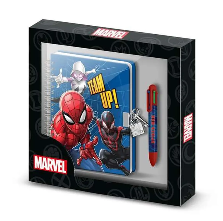 Spiral Notebook with Pen Spider-Man Blue 24 x 23 x 2,5 cm A5
