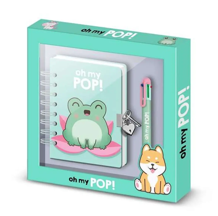 Spiral Notebook with Pen Oh My Pop! Turquoise 24 x 23 x 2,5 cm A5