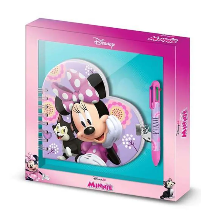 Spiral Notebook with Pen Minnie Mouse Lilac 80 Sheets 24 x 23 x 2,5 cm